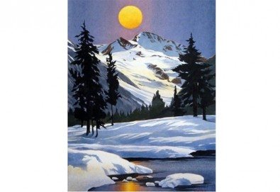 3 часа рисуване на Зимна приказка на 31.01. от 19ч. + чаша вино в Пух арт студио