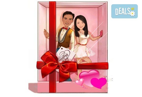 Подарете с любов за Свети Валентин или 8-ми март! Изработка на карикатура с готов дизайн, с рамка и подарък: картичка от Хартиен свят - Снимка 1