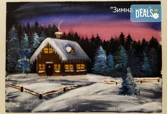 Рисуване и вино! 3 часа рисуване на картина с акрил през февруари + чаша вино в Пух арт студио - Снимка 16