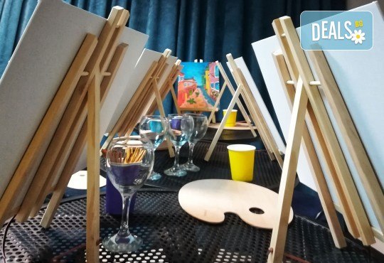 Рисуване и вино! 3 часа рисуване на картина с акрил през февруари + чаша вино в Пух арт студио - Снимка 4