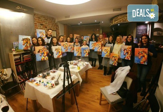 3 часа рисуване на Вихър на 15.03. с напътствията на професионален художник, чаша вино и вода в Арт ателие Багри и вино - Снимка 2