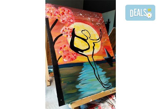 Рисуване и вино! 3 часа рисуване на картина с акрил през м. март + чаша вино в Пух арт студио - Снимка 27