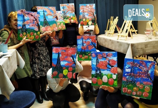 Рисуване и вино! 3 часа рисуване на картина с акрил през м. март + чаша вино в Пух арт студио - Снимка 30