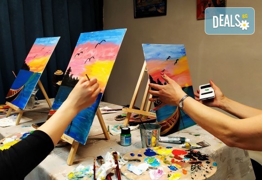 Рисуване и вино! 3 часа рисуване на картина с акрил през м. март + чаша вино в Пух арт студио - Снимка 3