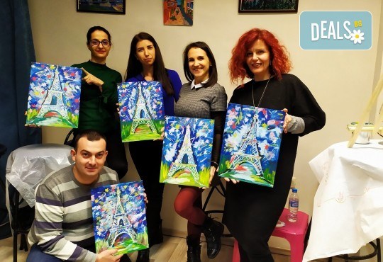 В цветовете на пролетта! Рисуване и вино: картина с акрил, метод стъпка по стъпка + чаша вино в Пух арт студио - Снимка 18