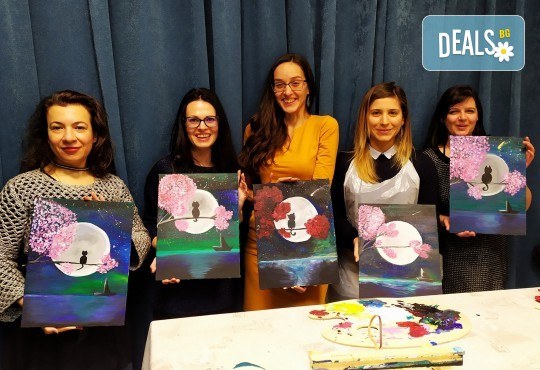 В цветовете на пролетта! Рисуване и вино: картина с акрил, метод стъпка по стъпка + чаша вино в Пух арт студио - Снимка 16