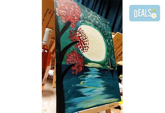 В цветовете на пролетта! Рисуване и вино: картина с акрил, метод стъпка по стъпка + чаша вино в Пух арт студио - Снимка 15