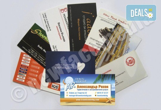 1000 пълноцветни двустранни лукс визитки! Висококачествен печат върху 340 г картон от New Face Media - Снимка 1