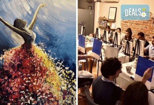 Рисуване и вино! 3 часа рисуване на тема Танц на лунна светлина на 14.04. + чаша вино и минерална вода в Арт ателие Багри и вино - Снимка 1