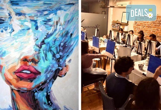 Рисуване и вино! 3 часа рисуване на тема Морска богиня на 03.04. + чаша вино и минерална вода в Арт ателие Багри и вино - Снимка 1