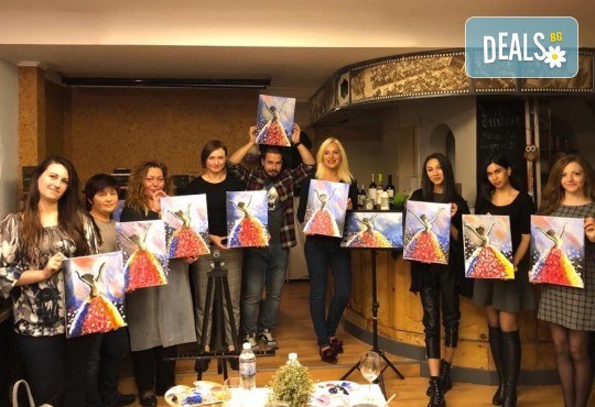 3 часа рисуване на Синева на 24.04. с напътствията на професионален художник, чаша вино и вода в Арт ателие Багри и вино - Снимка 9