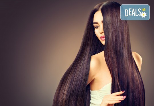 Полиране на коса - премахване на цъфтежите без отнемане на дължината, масажно измиване, ламиниране за дълготраен блясък и здравина, прическа със сешоар + йонизираща или кератинова преса в салон Madonna - Снимка 1