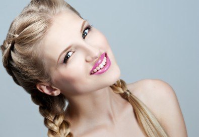 Масажно измиване, терапия по избор, оформяне със сешоар - прав, разчупен или букли, и бонус: плитка по избор в салон за красота Angels beauty