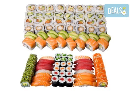 Апетитен Токио сет с 66 суши хапки със сьомга, сурими и вегетариански от Sushi King! - Снимка 1