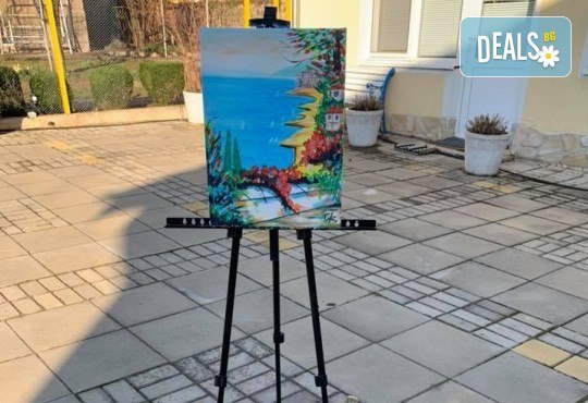 3 часа рисуване на Лазурен бряг на 30.05. (събота) с напътствията на професионален художник, чаша вино и минерална вода от Арт ателие Багри и вино - Снимка 6
