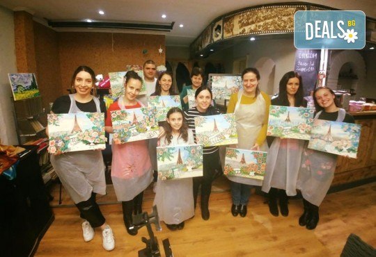 Романтика на 24-ти май! 3 часа рисуване на открито на тема Париж, с напътствията на професионален художник + чаша вино и минерална вода в Арт ателие Багри и вино - Снимка 2