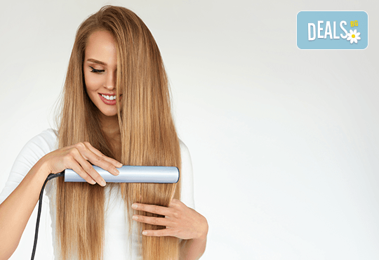 Боядисване с професионална италианска боя, подстригване, масажно измиване, прав сешоар и кератинова преса в салон Madonna - Снимка 1