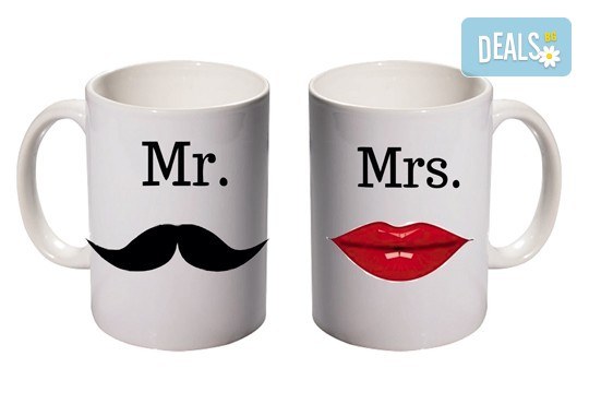 Романтичен подарък за влюбени! 2 броя чаши за двойки с дизайн по избор от Хартиен свят - Снимка 1