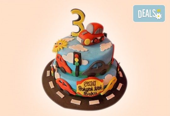 За момчета! Детска 3D торта за момчета с коли и герои от филмчета с ръчно моделирана декорация от Сладкарница Джорджо Джани - Снимка 13