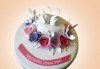 За кумовете! Празнична торта Честито кумство с пъстри цветя, дизайн сърце, романтични рози, влюбени гълъби или др. от Сладкарница Джорджо Джани - thumb 3