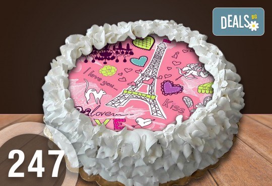 Детска торта с 12 парчета с крем и какаови блатове + детска снимка или снимка на клиента, от Сладкарница Джорджо Джани - Снимка 2