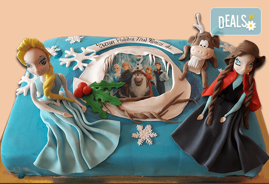 Елза и Анна! Тематична 3D торта Замръзналото кралство от 12 до 37 парчетата - кръгла, голяма правоъгълна или триизмерна кукла Елза от Сладкарница Джорджо Джани - Снимка 4