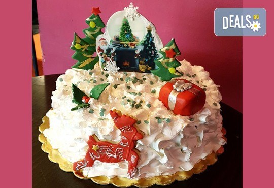 Коледна торта 3D с шоколадови блатове и баварски крем, 12 или 16 парчета, от Сладкарница Джорджо Джани! - Снимка 1
