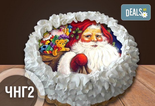 Коледно-новогодишна торта с 12 парчета с крем и какаови блатове + коледна снимка или снимка на клиента, от Сладкарница Джорджо Джани - Снимка 2