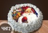 Коледно-новогодишна торта с 12 парчета с крем и какаови блатове + коледна снимка или снимка на клиента, от Сладкарница Джорджо Джани - thumb 2