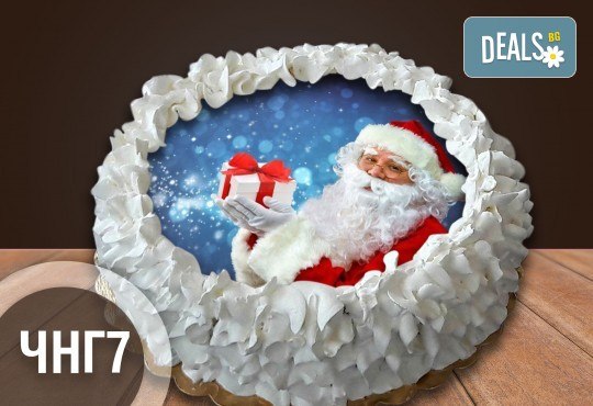 Коледно-новогодишна торта с 12 парчета с крем и какаови блатове + коледна снимка или снимка на клиента, от Сладкарница Джорджо Джани - Снимка 9