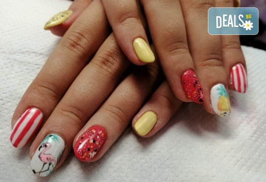 Mаникюр с гел лак BlueSky, 2 или 4 декорации, вграждане на камъчета и ефекти от Салон Мечта - Снимка 46