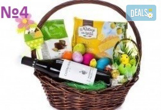 Подаръчни кошници за Великден! 5 различни варианта, пълни с изкушения и тематично украсени, подходящи за подарък на важни клиенти или партньори - Снимка 4
