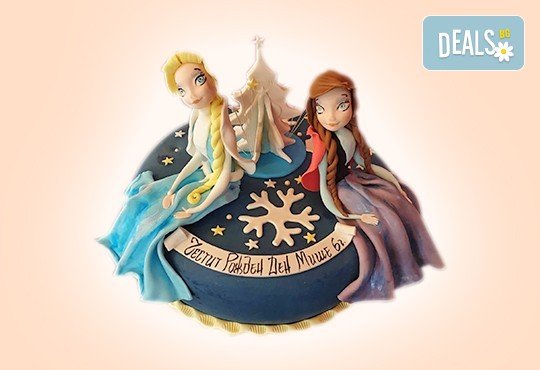 Елза и Анна! Тематична 3D торта Замръзналото кралство от 12 до 37 парчетата - кръгла, голяма правоъгълна или триизмерна кукла Елза от Сладкарница Джорджо Джани - Снимка 1