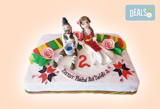 За кумовете! Празнична торта Честито кумство с пъстри цветя, дизайн сърце, романтични рози, влюбени гълъби или др. от Сладкарница Джорджо Джани - Снимка 29
