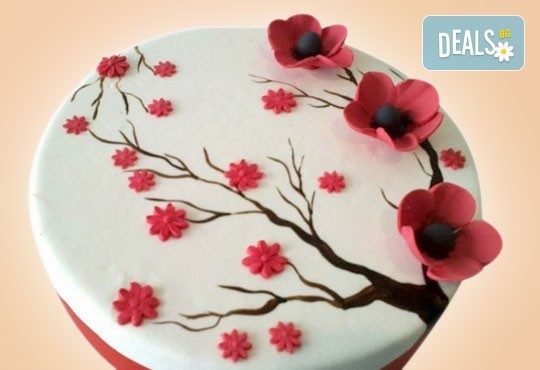 За кумовете! Празнична торта Честито кумство с пъстри цветя, дизайн сърце, романтични рози, влюбени гълъби или др. от Сладкарница Джорджо Джани - Снимка 21