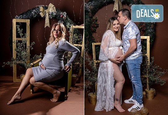 60-минутна фотосесия за бременни в студио с включени аксесоари, дрехи и ефекти + обработка на всички заснети кадри + коледни декори, от Chapkanov photography - Снимка 17