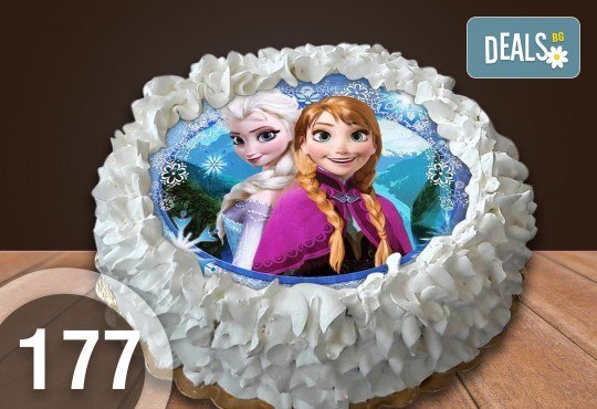 Детска торта с 8 парчета с крем и какаови блатове + детска снимка или снимка на клиента, от Сладкарница Джорджо Джани - Снимка 1