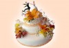 За Вашата сватба! Красива сватбена торта, декорирана с истински цветя, предоставени от младоженците и изпълнена от Сладкарница Джорджо Джани! - thumb 3
