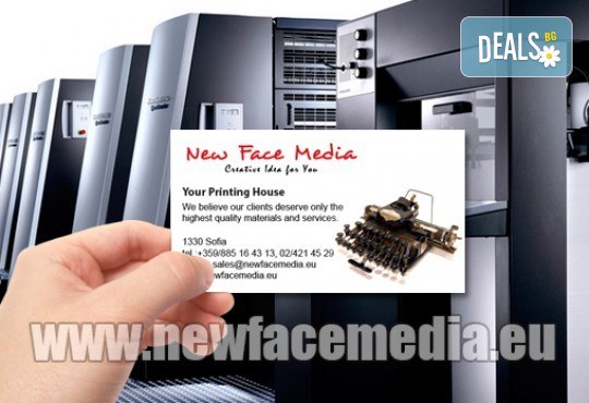 1000 пълноцветни двустранни лукс визитки! Висококачествен печат върху 340 г картон от New Face Media - Снимка 1