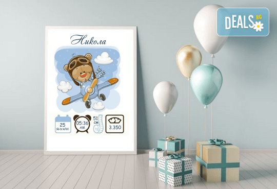 Перфектният подарък за новородено бебе! Персонализирана бебешка визитка с красив дизайн в рамка от работилничката на Party Queen - Снимка 3