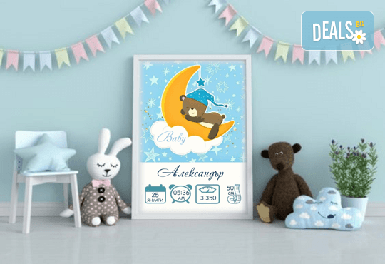 Перфектният подарък за новородено бебе! Персонализирана бебешка визитка с красив дизайн в рамка от работилничката на Party Queen - Снимка 5