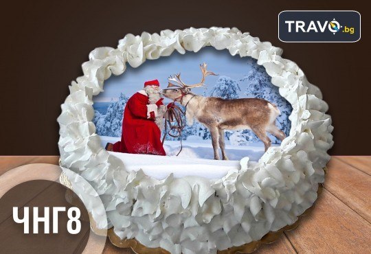 Коледно-новогодишна торта с 12 парчета с крем и какаови блатове + коледна снимка или снимка на клиента, от Сладкарница Джорджо Джани - Снимка 4