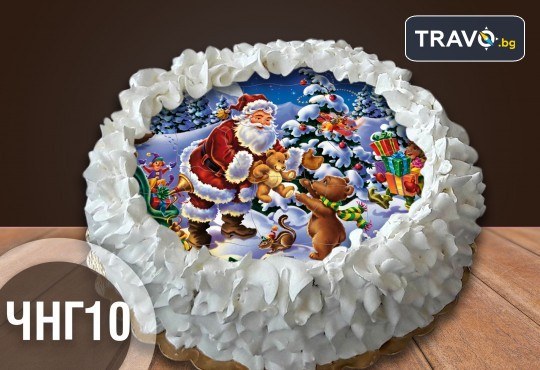 Коледно-новогодишна торта с 12 парчета с крем и какаови блатове + коледна снимка или снимка на клиента, от Сладкарница Джорджо Джани - Снимка 10