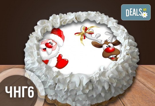 Коледно-новогодишна за Коледа и Нова година! Торта с 8 парчета с крем и какаови блатове + коледна снимка или снимка на клиента, от Сладкарница Джорджо Джани - Снимка 6