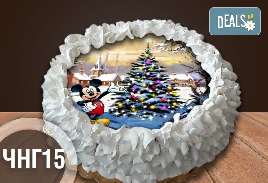 Коледно-новогодишна за Коледа и Нова година! Торта с 8 парчета с крем и какаови блатове + коледна снимка или снимка на клиента, от Сладкарница Джорджо Джани - Снимка 2