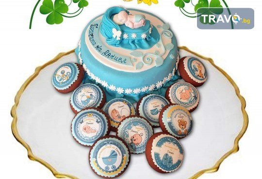 Сладък пакет за бебешка погача! Декорирани меденки и 12, 16, 20 или 25 парчета торта от Сладкарница Джорджо Джани - Снимка 7