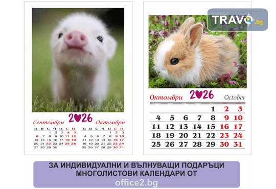 Супер подарък за Вашите близки! Голям стенен „6-листов календар” с 6 големи снимки на клиента и луксозен печат от Офис 2 - Снимка 1