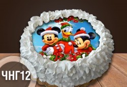 Коледно-новогодишна за Коледа и Нова година! Торта с 8 парчета с крем и какаови блатове + коледна снимка или снимка на клиента, от Сладкарница Джорджо Джани - Снимка