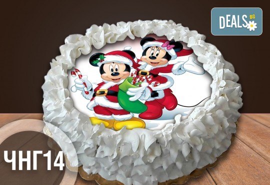 Коледно-новогодишна торта с 12 парчета с крем и какаови блатове + коледна снимка или снимка на клиента, от Сладкарница Джорджо Джани - Снимка 12