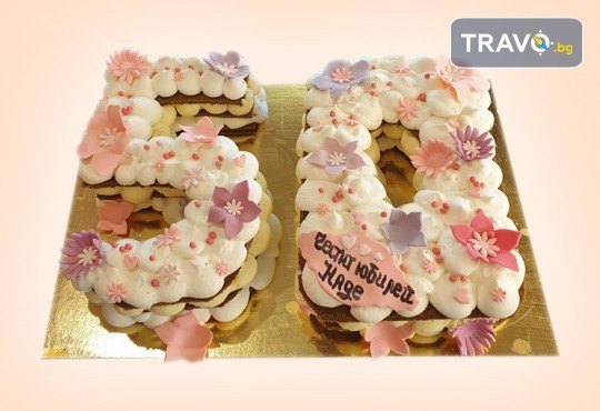 Винтидж торта за рожден ден и юбилей с 3D цифри и размер по избор от Сладкарница Джорджо Джани - Снимка 1